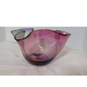 Adam Jablonski Vintage Handkerchief Art Glass Bowl Signed